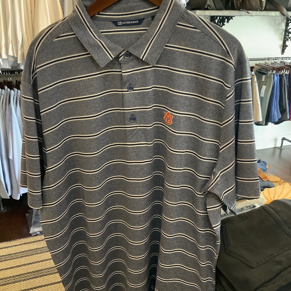 Cutter & Buck Auburn Heathered Stripe Polo
